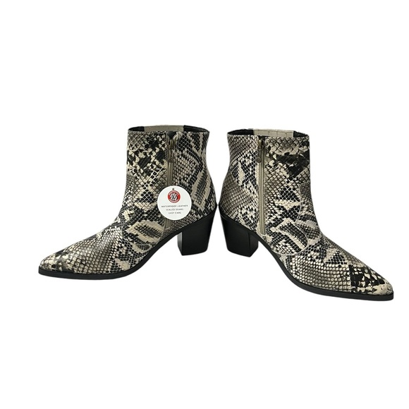 Blondo Que Waterproof Snakeskin Print Leather Block Heel Booties New! Size 9.5 - Picture 5 of 11